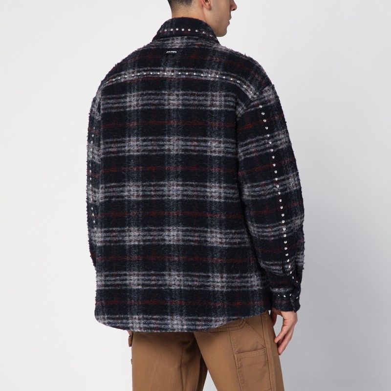Palm Angels Palm Angels Over Shirt In Navy Check Wool With Studs Size US M / EU 48-50 / 2 - 3 Thumbnail
