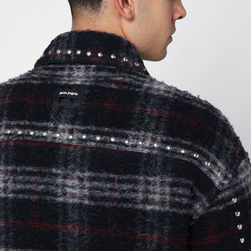 Palm Angels Palm Angels Over Shirt In Navy Check Wool With Studs Size US M / EU 48-50 / 2 - 4 Thumbnail