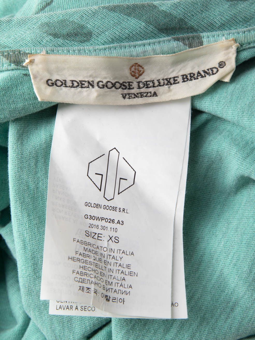Golden Goose Green Leopard Print T-Shirt Size XS / US 0-2 / IT 36-38 - 7 Thumbnail