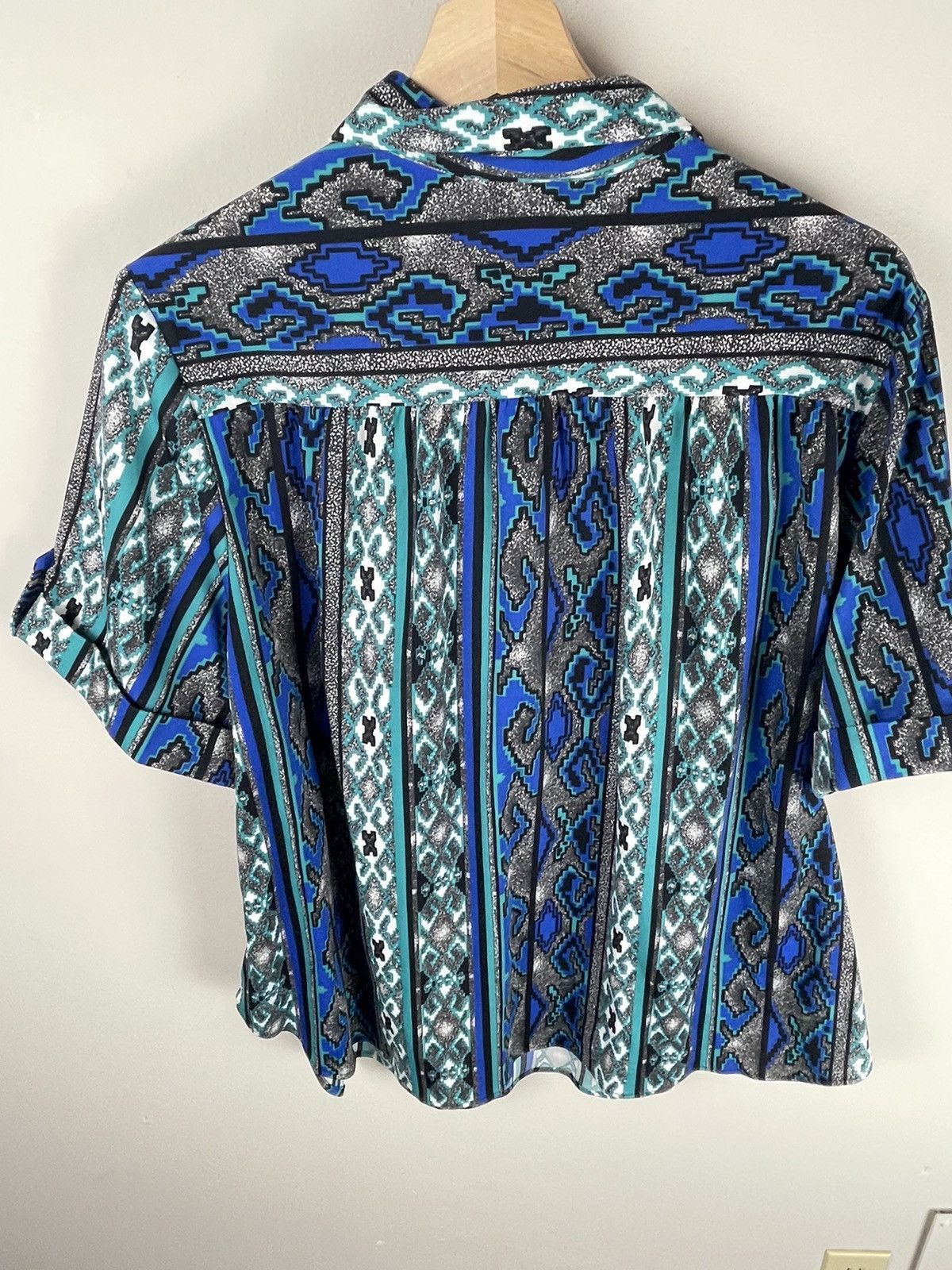 Vintage Vintage Aqua Scale 8bit Western Shirt Size US XL / EU 56 / 4 - 4 Thumbnail