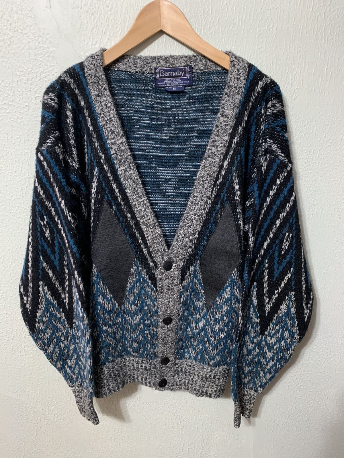 Vintage Vintage Sapphire Veins Leather Accent Knit Sweater Size US M / EU 48-50 / 2 - 3 Thumbnail
