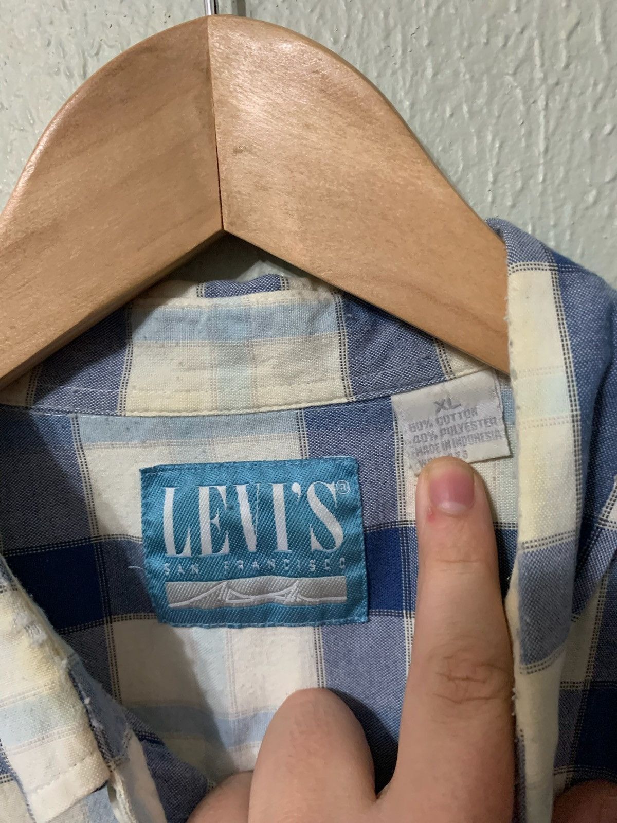 Levi's × Vintage Vintage Levis Blue Plaid Two Pocket Button Up Size US XL / EU 56 / 4 - 2 Thumbnail