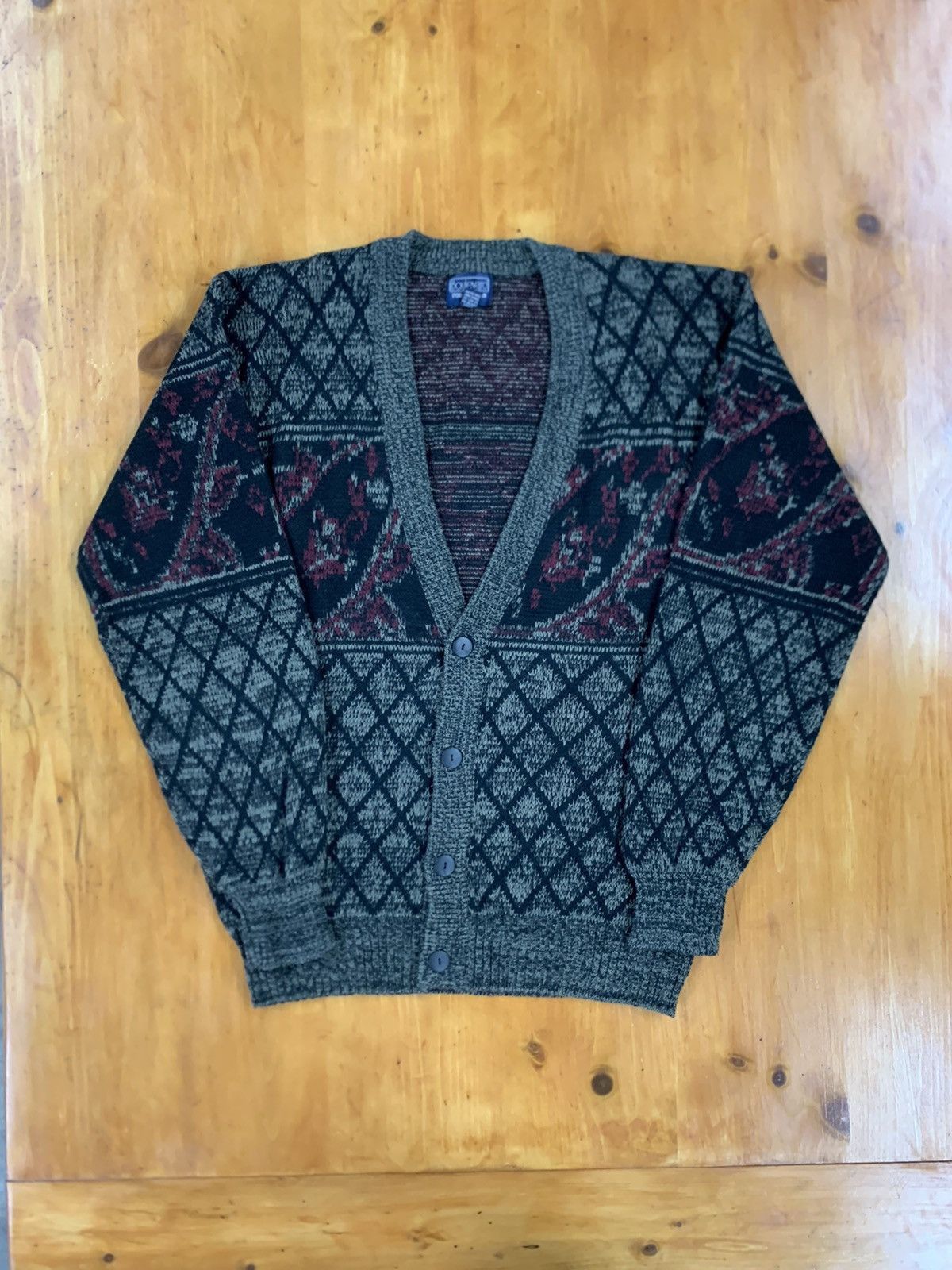 Vintage Vintage Rose Vine Knit Cardigan Size US L / EU 52-54 / 3 - 4 Thumbnail