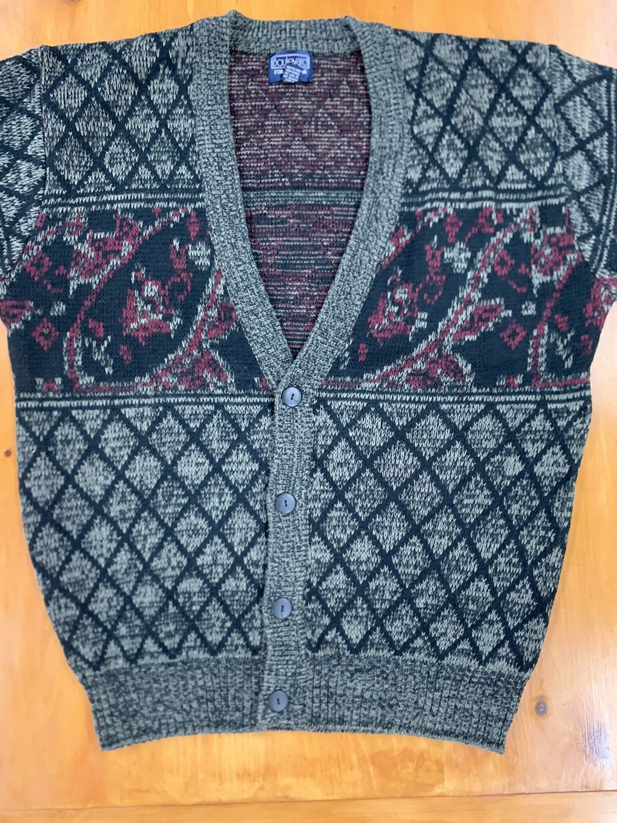 Vintage Vintage Rose Vine Knit Cardigan Size US L / EU 52-54 / 3 - 2 Thumbnail