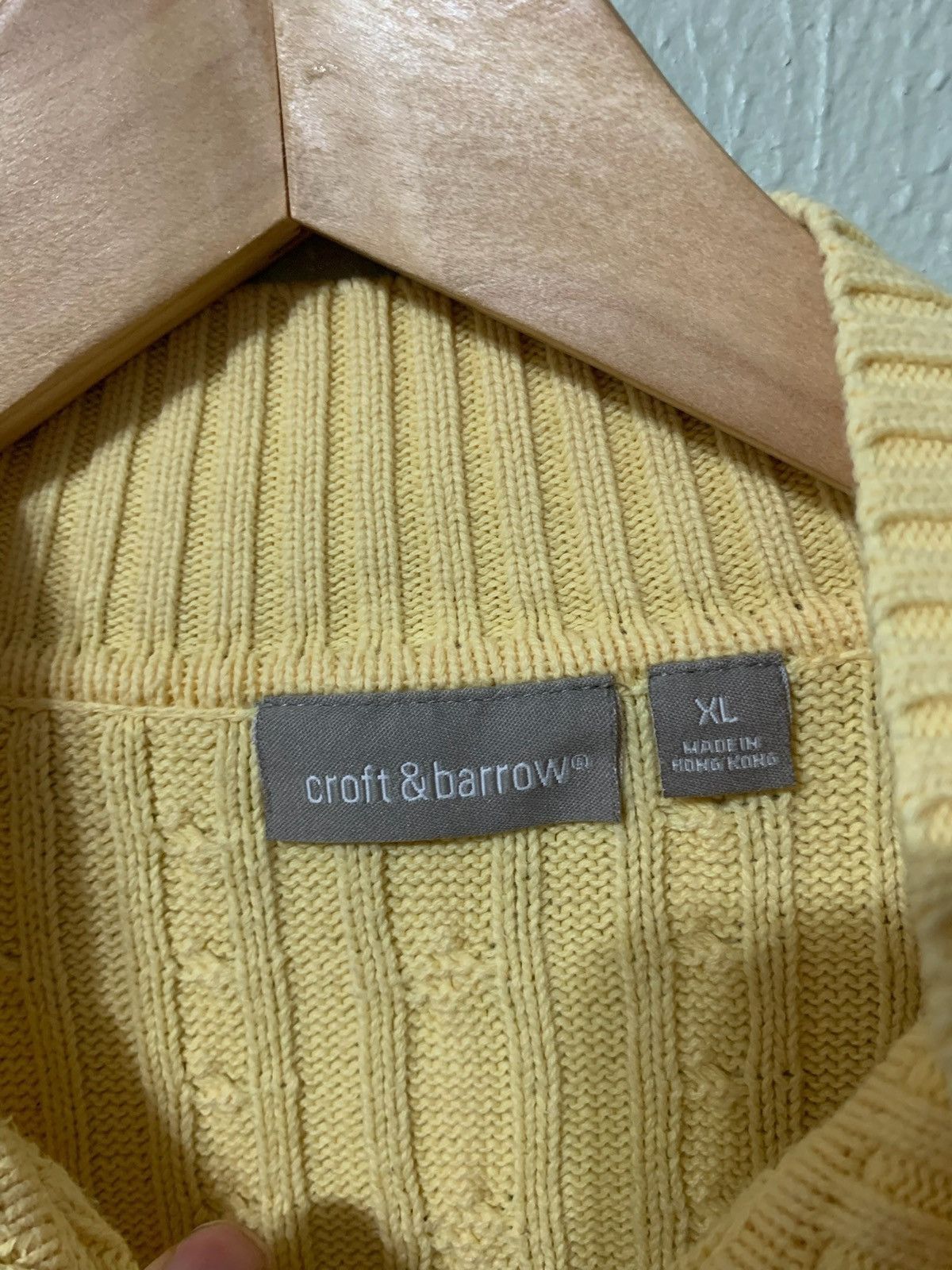 Vintage Vintage Yellow Ribbed Knit Quarterzip Size US XL / EU 56 / 4 - 4 Thumbnail