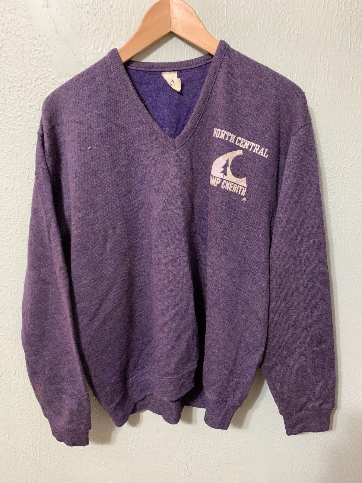 Vintage Vintage 1970s Lavender Blend College Sweater Size US L / EU 52-54 / 3 - 2 Thumbnail