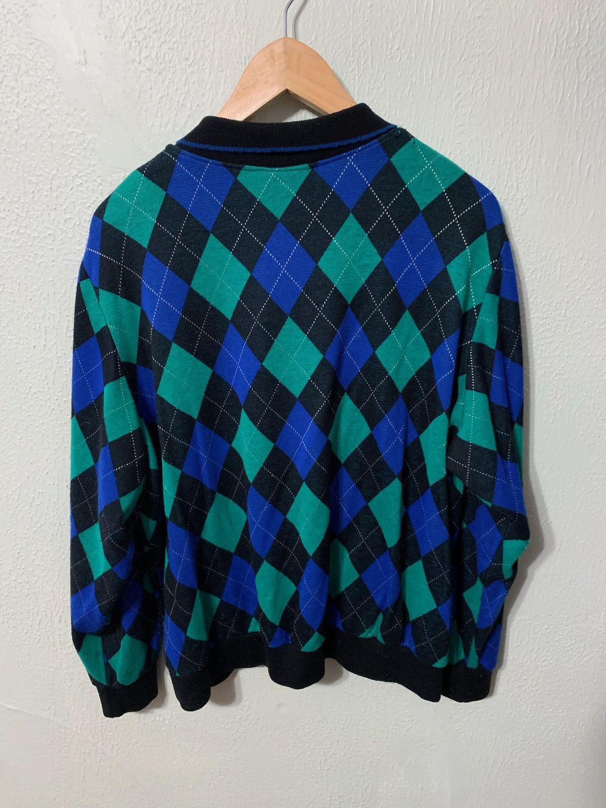 Vintage Vintage Argyle Button Neck Knit Sweater Size US XL / EU 56 / 4 - 4 Thumbnail
