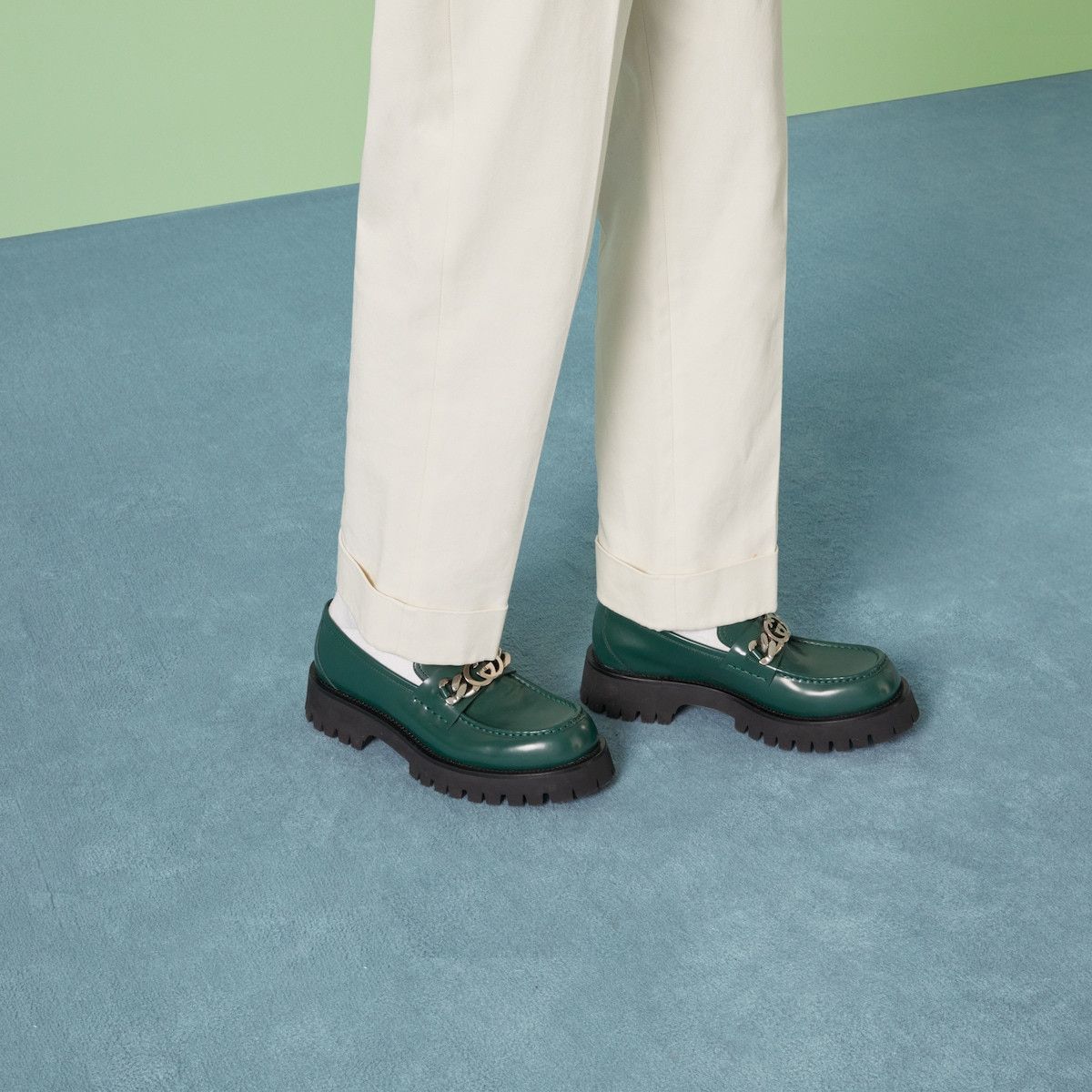 Gucci Leather Loafers with Interlocking G in green Size US 9 / EU 42 - 5 Thumbnail