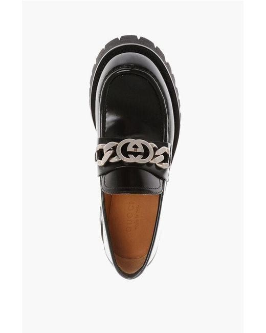 Gucci Leather Loafers with Interlocking G in black Size US 10.5 / EU 43-44 - 4 Thumbnail
