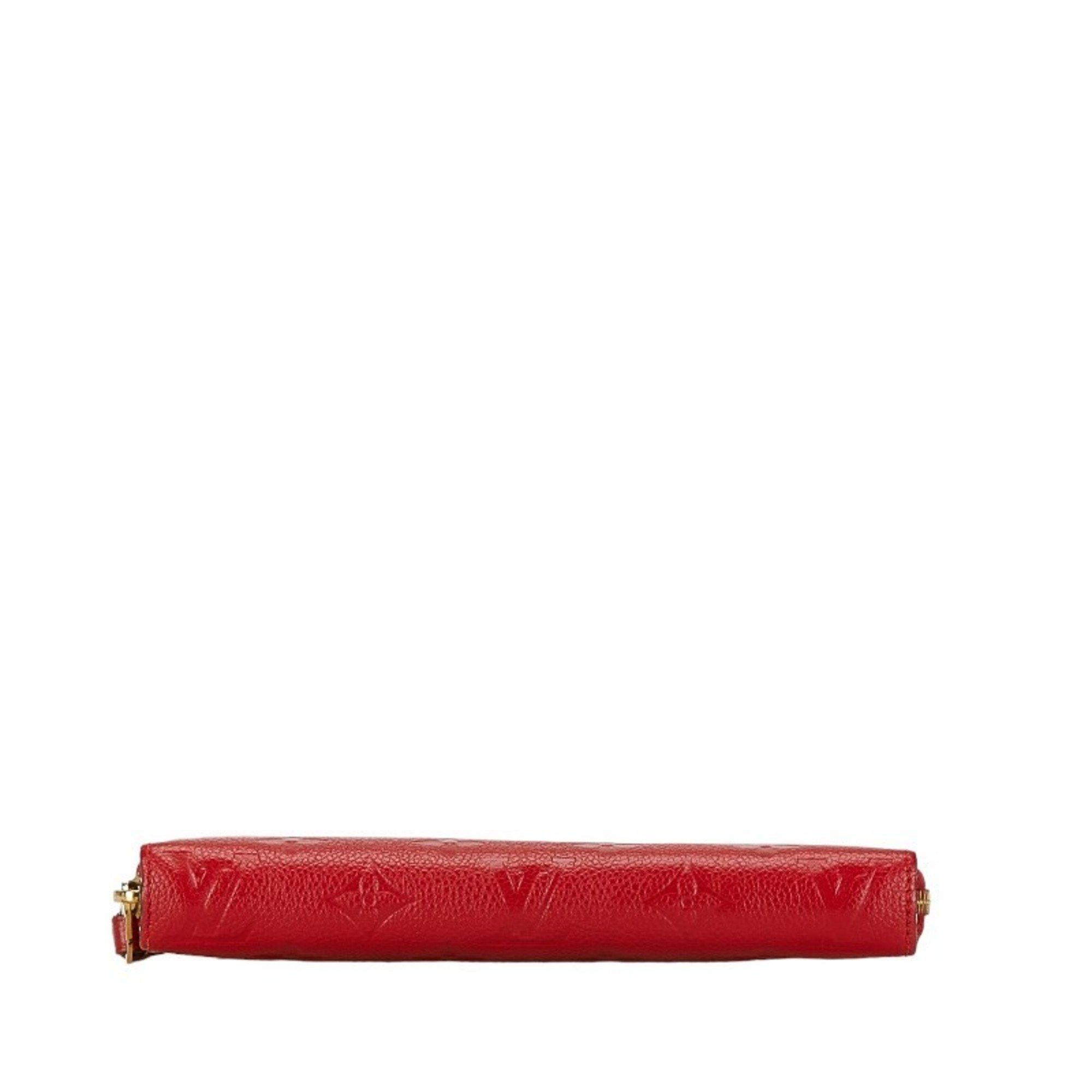 Louis Vuitton Louis Vuitton Monogram Empreinte Portefeuille Clemence Zippy Wallet Long M63698 Red Orian Leather Women's LOUIS VUITTON Size ONE SIZE - 4 Thumbnail