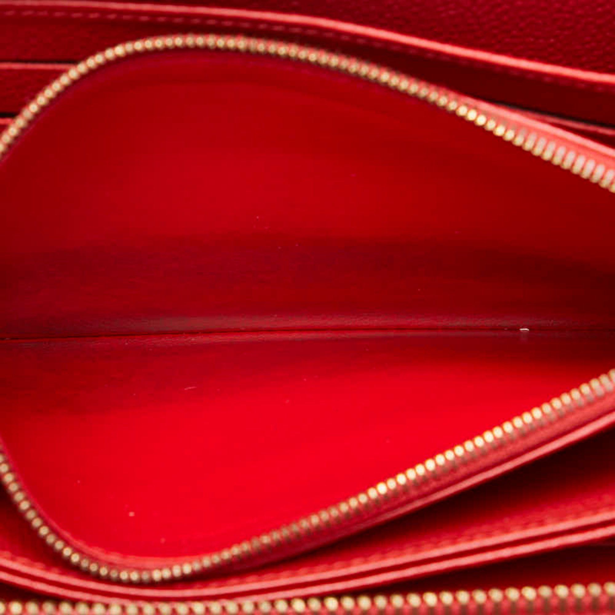 Louis Vuitton Louis Vuitton Monogram Empreinte Portefeuille Clemence Zippy Wallet Long M63698 Red Orian Leather Women's LOUIS VUITTON Size ONE SIZE - 6 Thumbnail