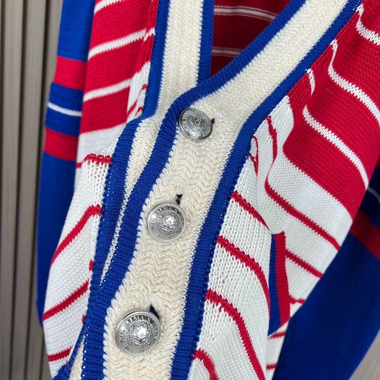 Balmain Balmain Flocking letter silver button knit cardigan Size US M / EU 48-50 / 2 - 6 Thumbnail