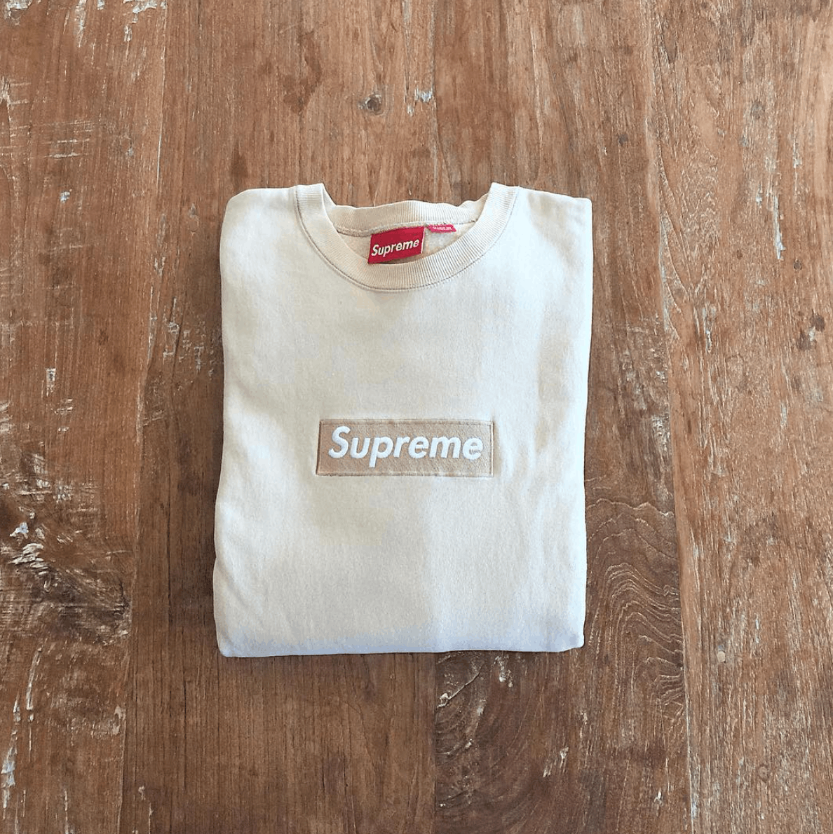 Supreme Sand Box Logo Crewneck Grailed