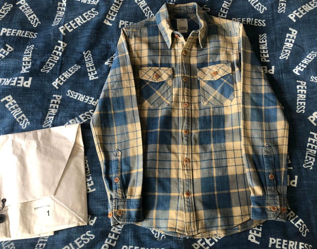Visvim Visvim 15AW Black Elk Fannel L/S（Indigo Check） Size US S / EU 44-46 / 1 - 2 Thumbnail