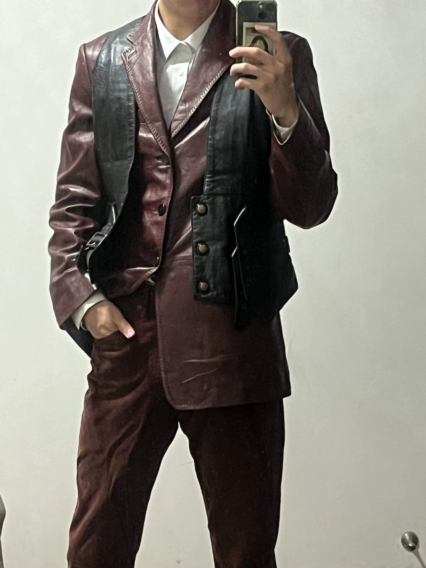 Jean Paul Gaultier Jean Paul Gaultier Wine red cowhide suit Size US S / EU 44-46 / 1 - 9 Thumbnail