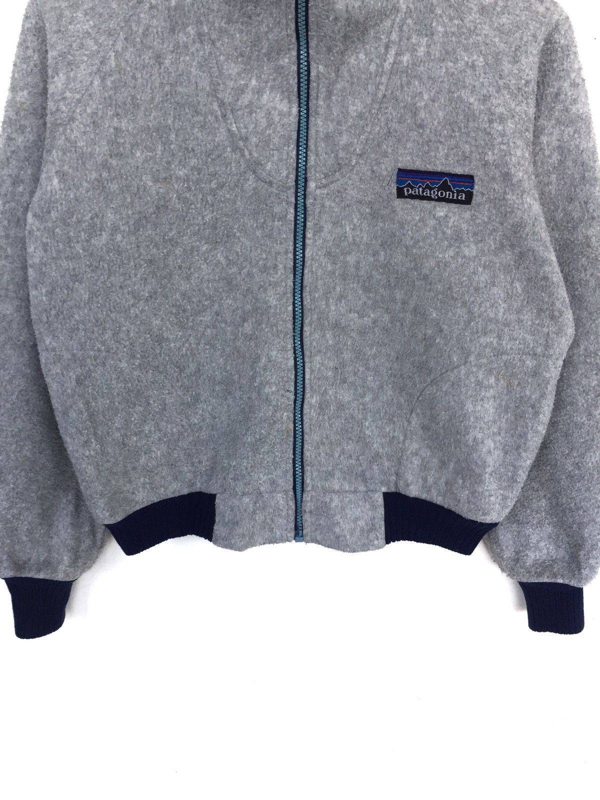 Patagonia 1980s Patagonia Light Grey Logo Ribbed Hem Cotton Jacket Size US S / EU 44-46 / 1 - 3 Thumbnail