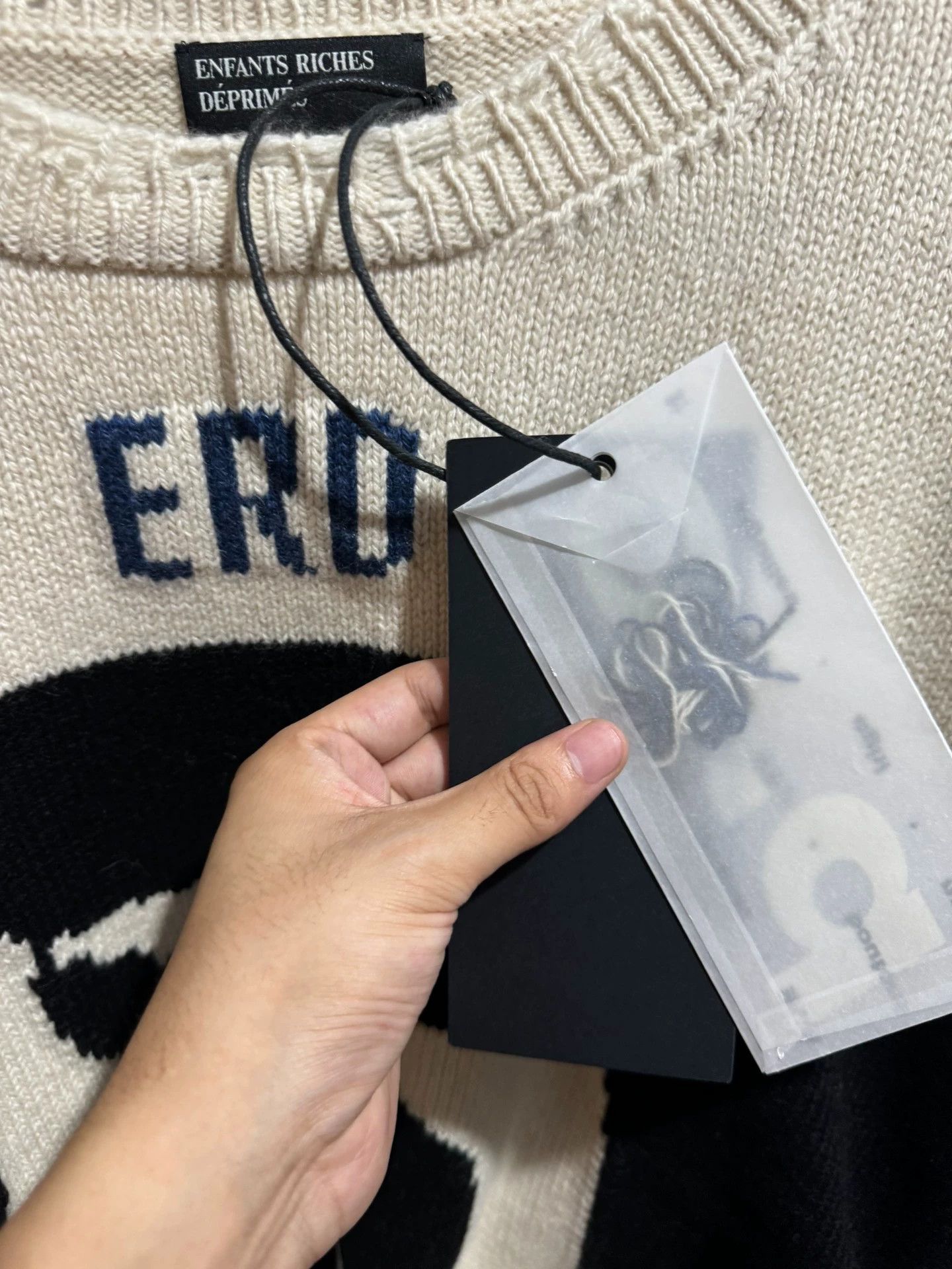 Enfants Riches Deprimes Enfants Riches Deprimes Cashmere sweater with beige infernal affairs pattern Size US L / EU 52-54 / 3 - 5 Thumbnail