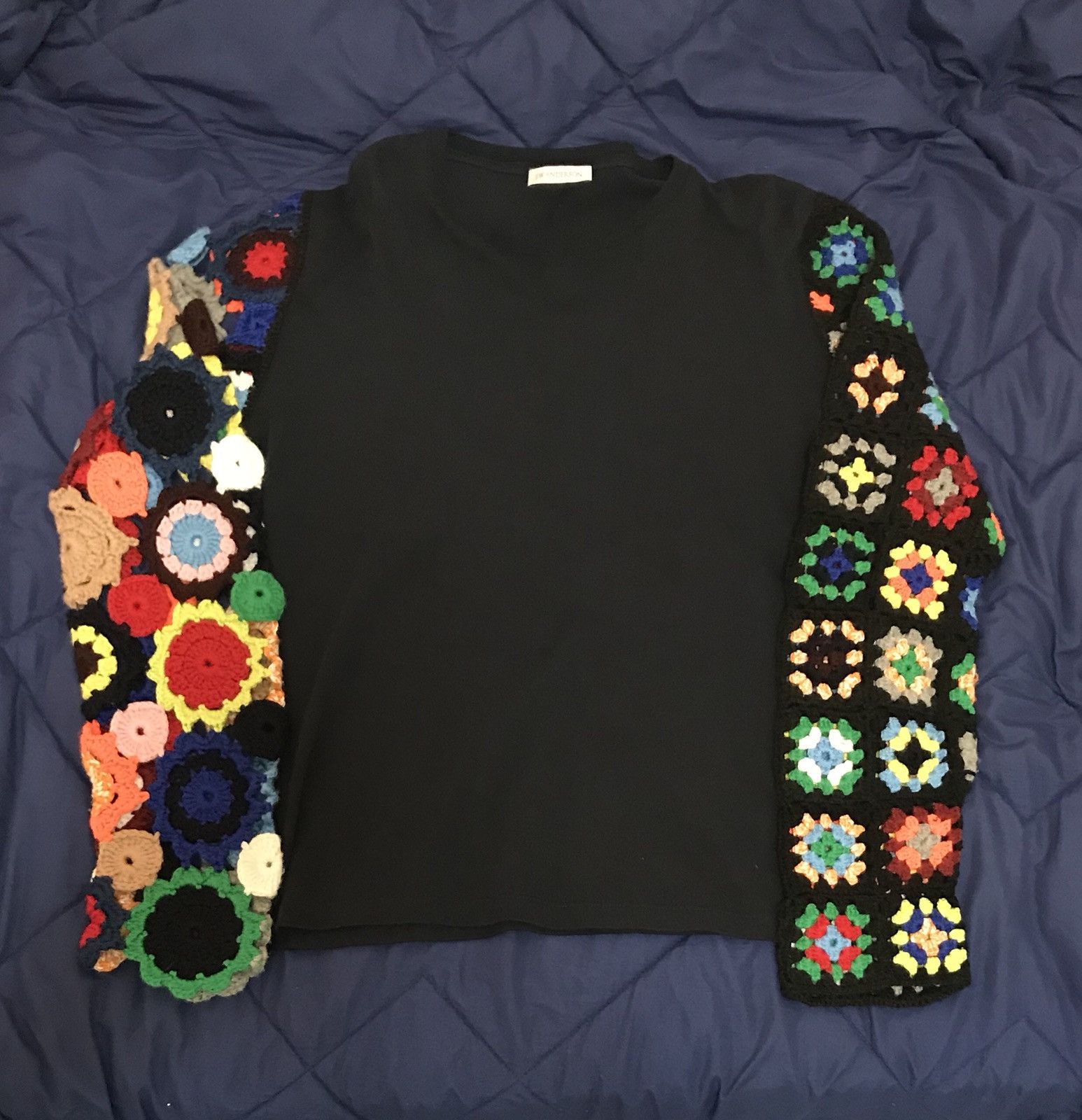 image of J W Anderson J.w.anderson Crocheted Sleeve Sweater in Blue, Men's (Size Medium)