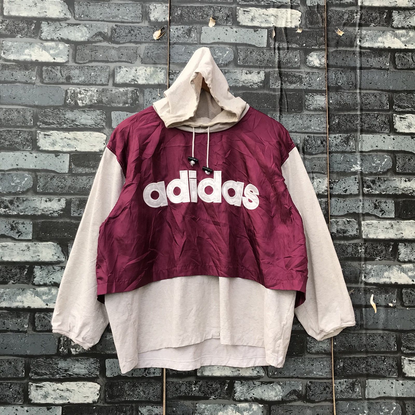 ADIDAS Trefoil Double Layer Jersey Rare Adidas Trefoil Big Logo