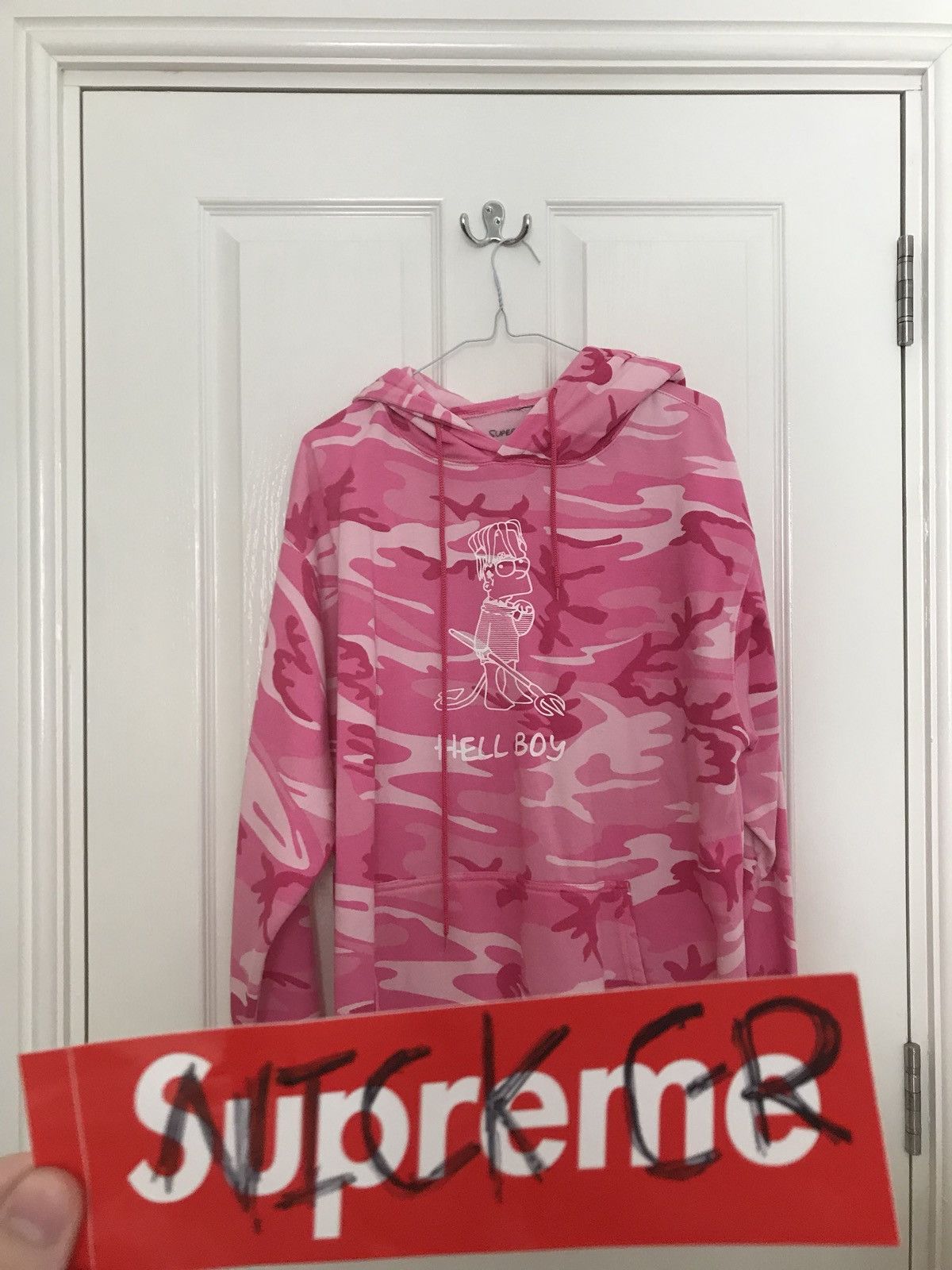 Pink camo hellboy hoodie hotsell