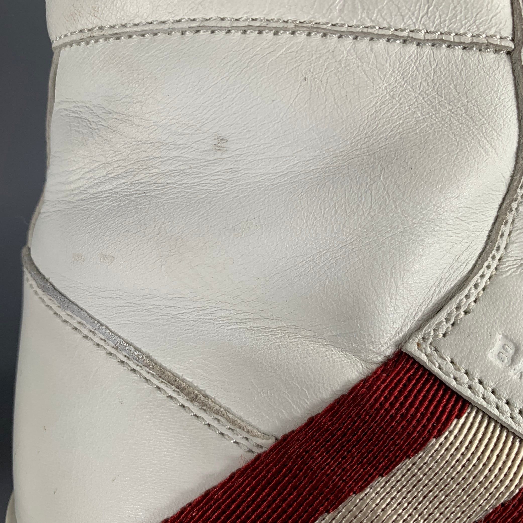 Bally Oldani White Red Ribbon Trim Leather High Top Sneakers Size US 8.5 / EU 41-42 - 9 Thumbnail