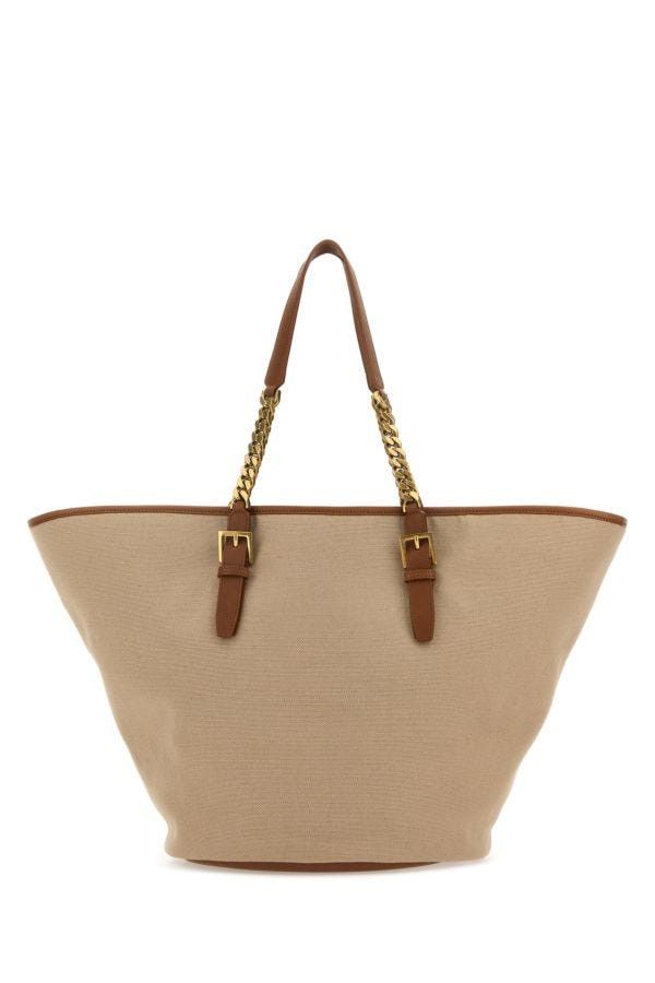 Saint Laurent Paris Cappuccino Canvas Panier Shopping Bag Size ONE SIZE - 5 Thumbnail