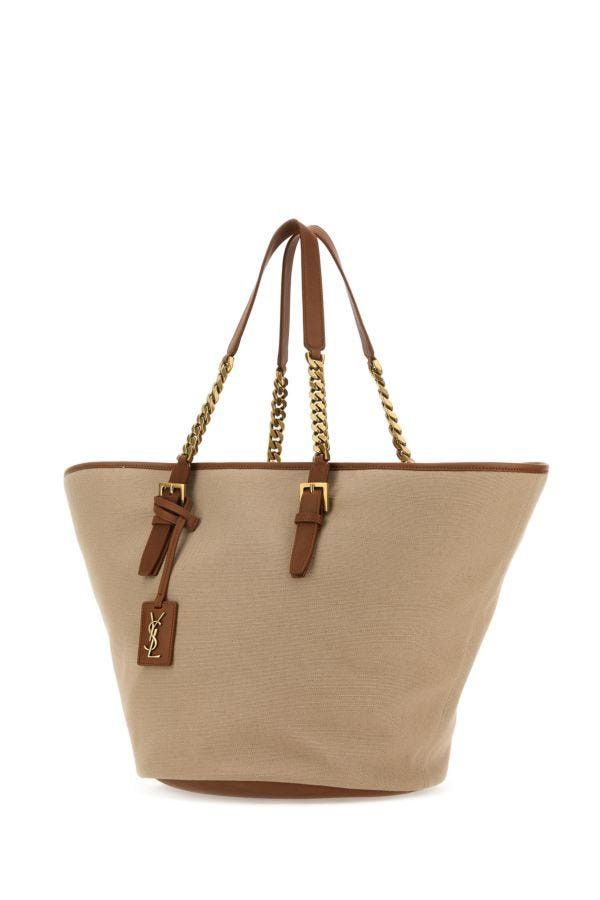 Saint Laurent Paris Cappuccino Canvas Panier Shopping Bag Size ONE SIZE - 4 Thumbnail