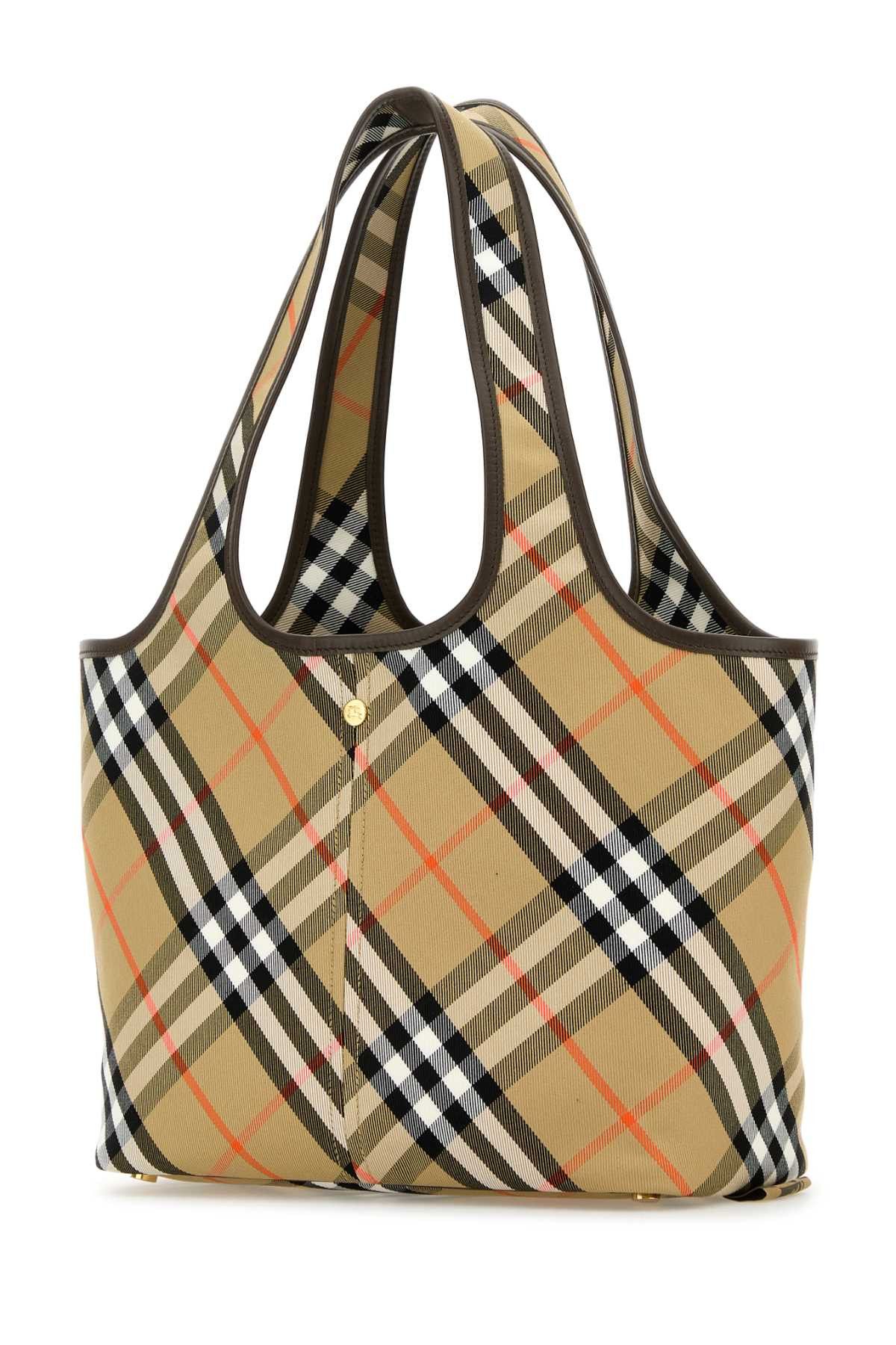 Burberry Embroidered Canvas Small Check Shopping Bag Size ONE SIZE - 2 Thumbnail