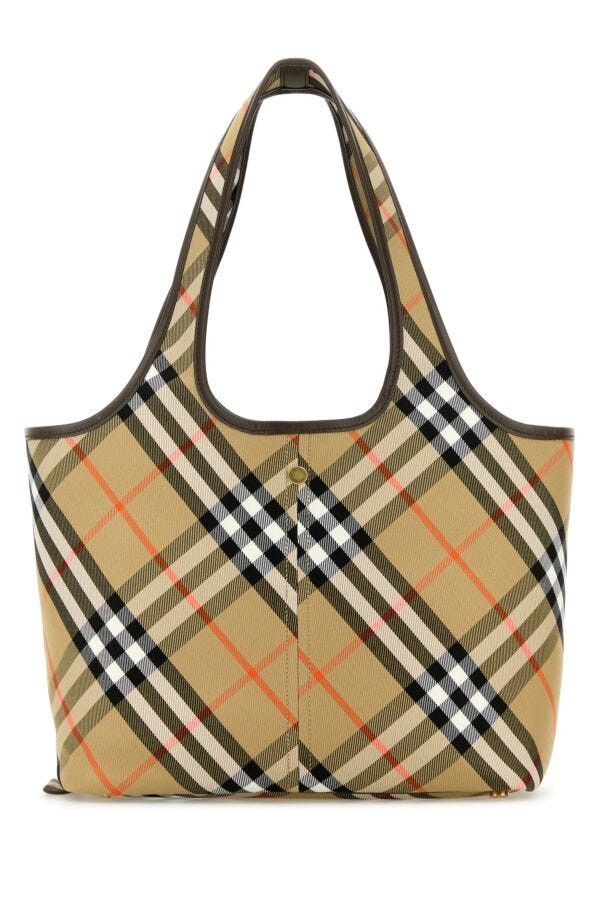 Burberry Embroidered Canvas Small Check Shopping Bag Size ONE SIZE - 5 Thumbnail