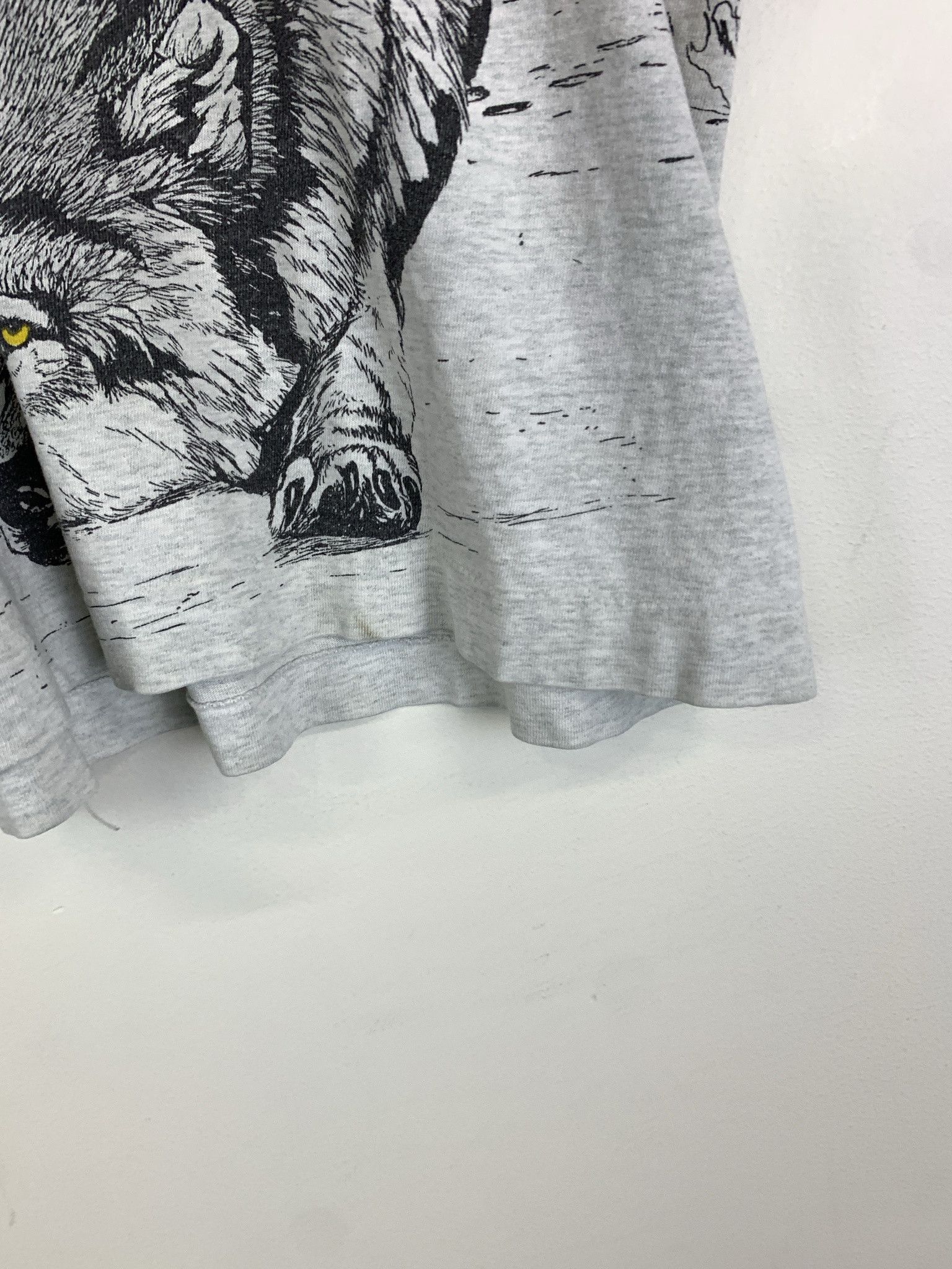 Vintage Vintage 1990s Wolf All Over Print Single Stitch Distressed AOP Wolf Tee Size XL Size US XL / EU 56 / 4 - 6 Thumbnail