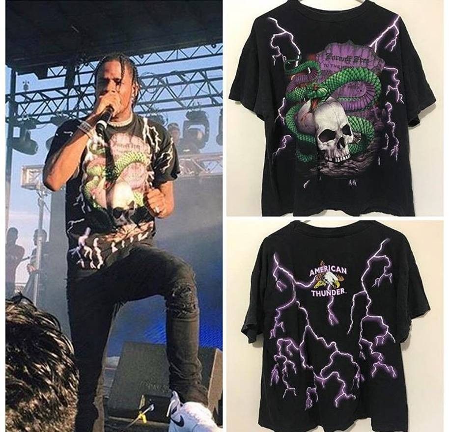 Travis Scott RARE American Thunder Tee | Grailed