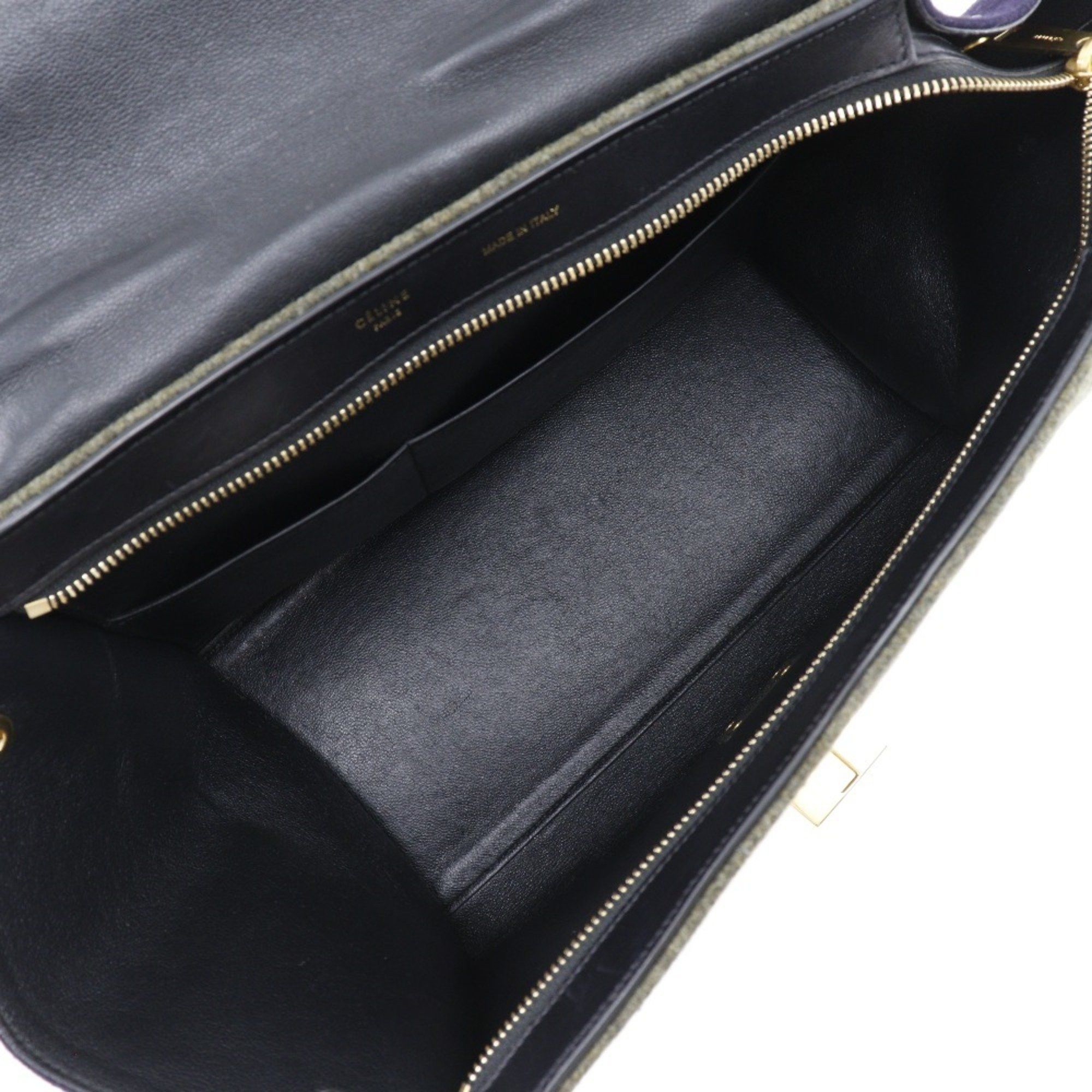 Celine CELINE Trapeze Handbag Felt x Calfskin Black/Grey 2way Flap Women's Size ONE SIZE - 6 Thumbnail