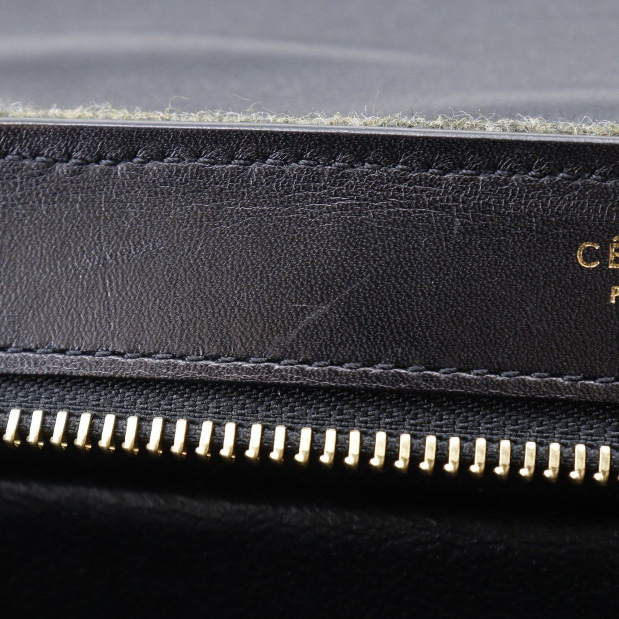 Celine CELINE Trapeze Handbag Felt x Calfskin Black/Grey 2way Flap Women's Size ONE SIZE - 11 Thumbnail