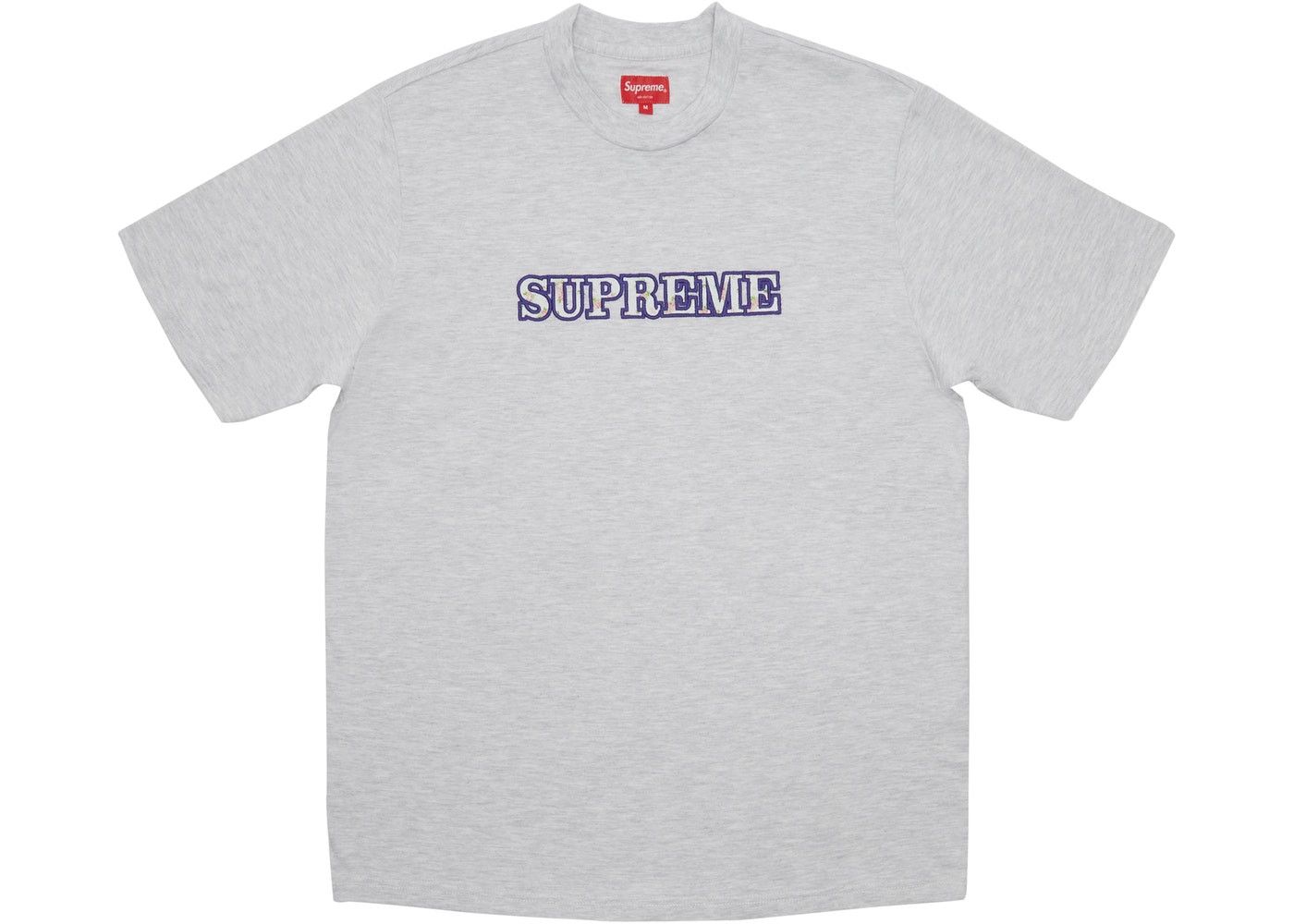Supreme Floral Logo Tee Ash Grey Medium FW18 