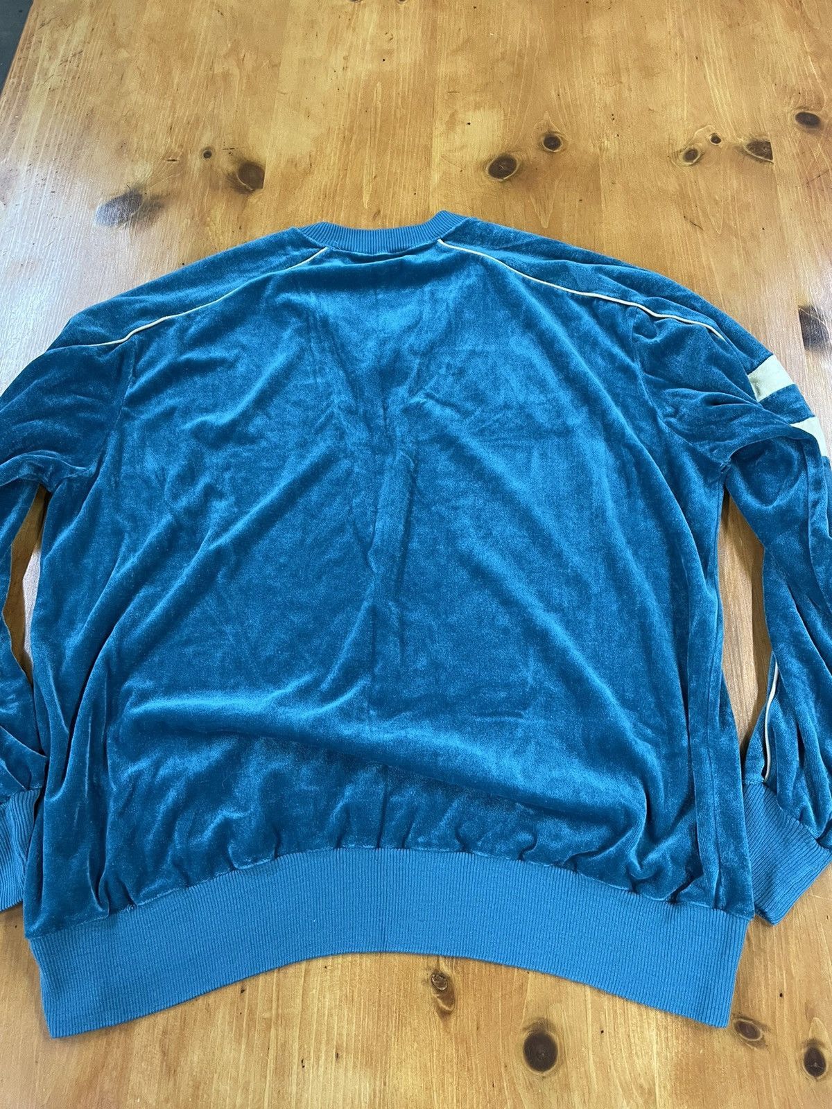 Vintage Vintage Crewneck 1980s Velour Teal Vintage Sweatshirt Size US XL / EU 56 / 4 - 4 Thumbnail