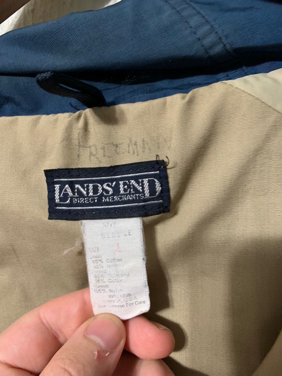 Vintage Vintage Lands End 4 Pocket Hooded Rain Coat Size US L / EU 52-54 / 3 - 3 Thumbnail