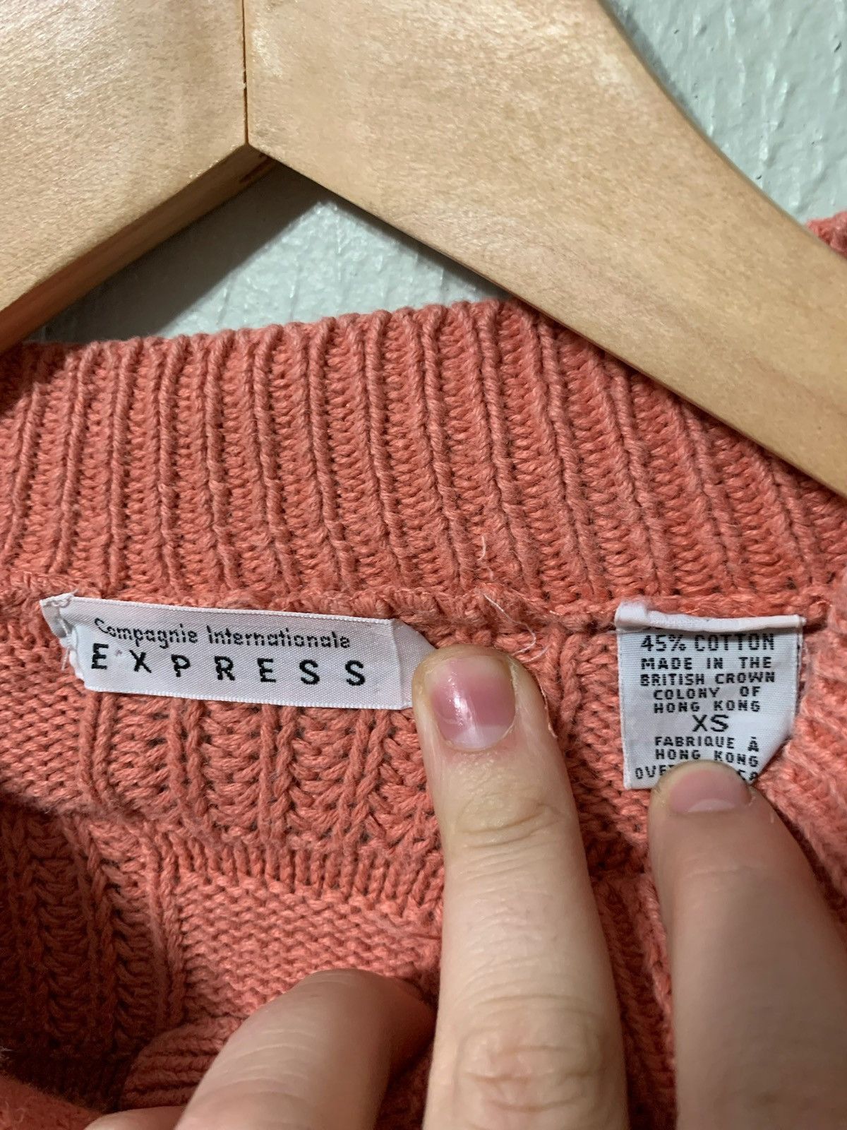 Vintage Vintage Pink Hatch Knit Cardigan Size US XS / EU 42 / 0 - 3 Thumbnail