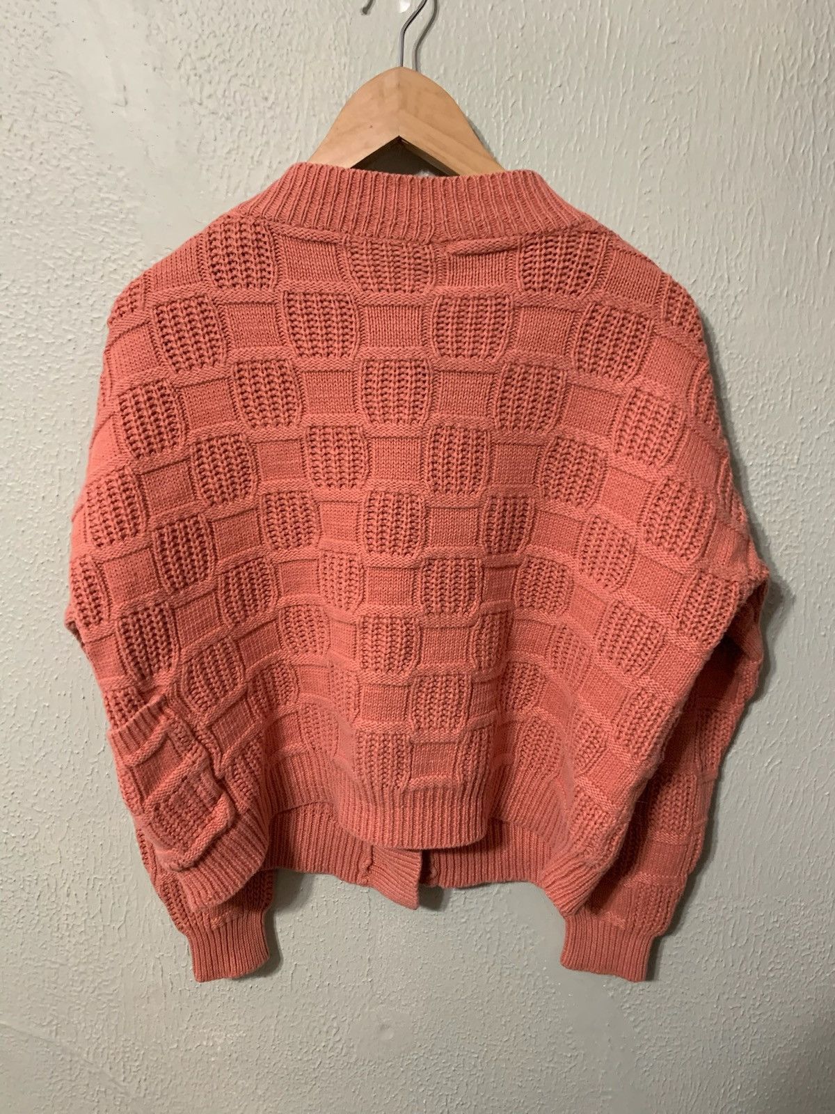 Vintage Vintage Pink Hatch Knit Cardigan Size US XS / EU 42 / 0 - 2 Thumbnail