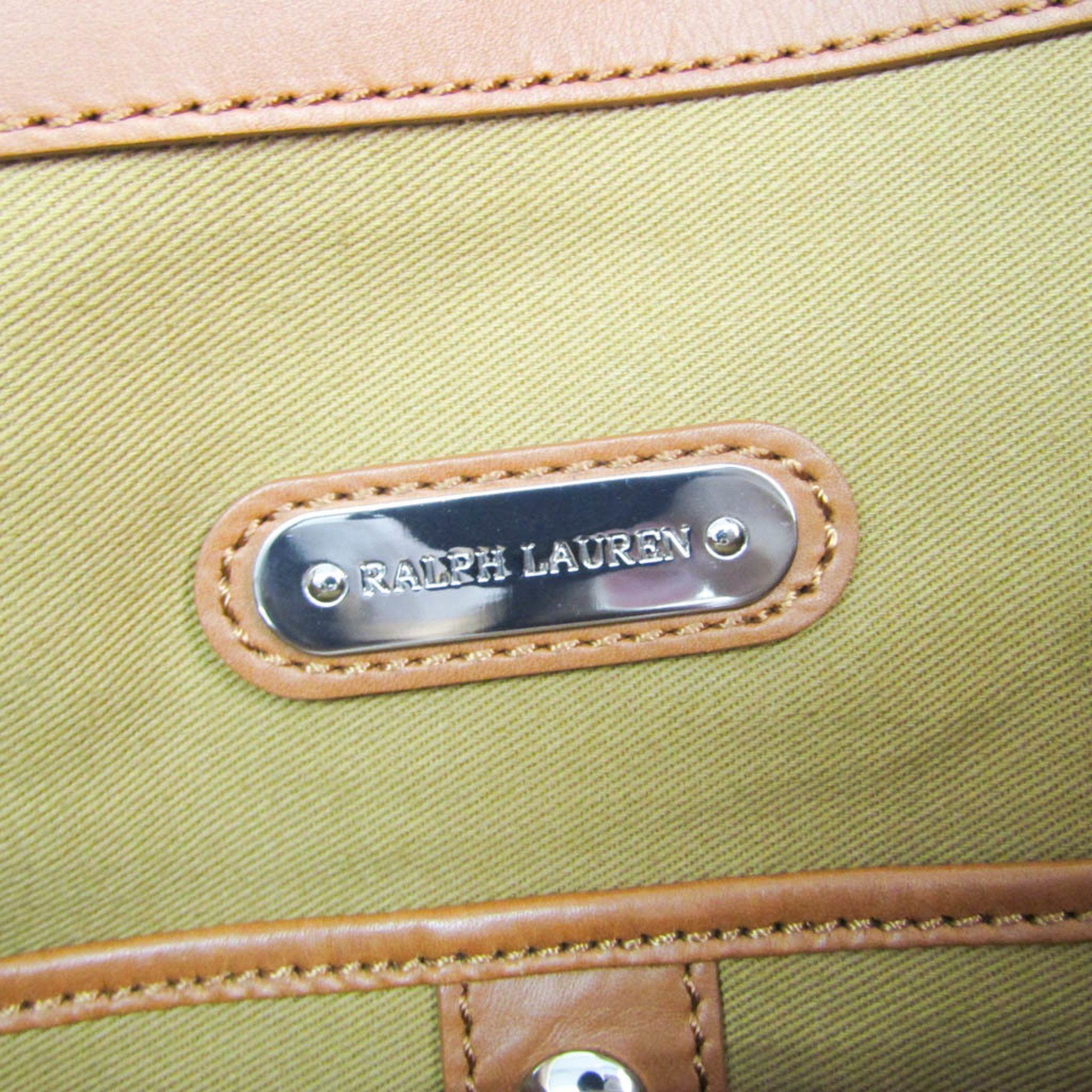 Ralph Lauren Ralph Lauren Ricky Women's Leather,Canvas Handbag,Shoulder Bag Brown,Pink Size ONE SIZE - 10 Thumbnail