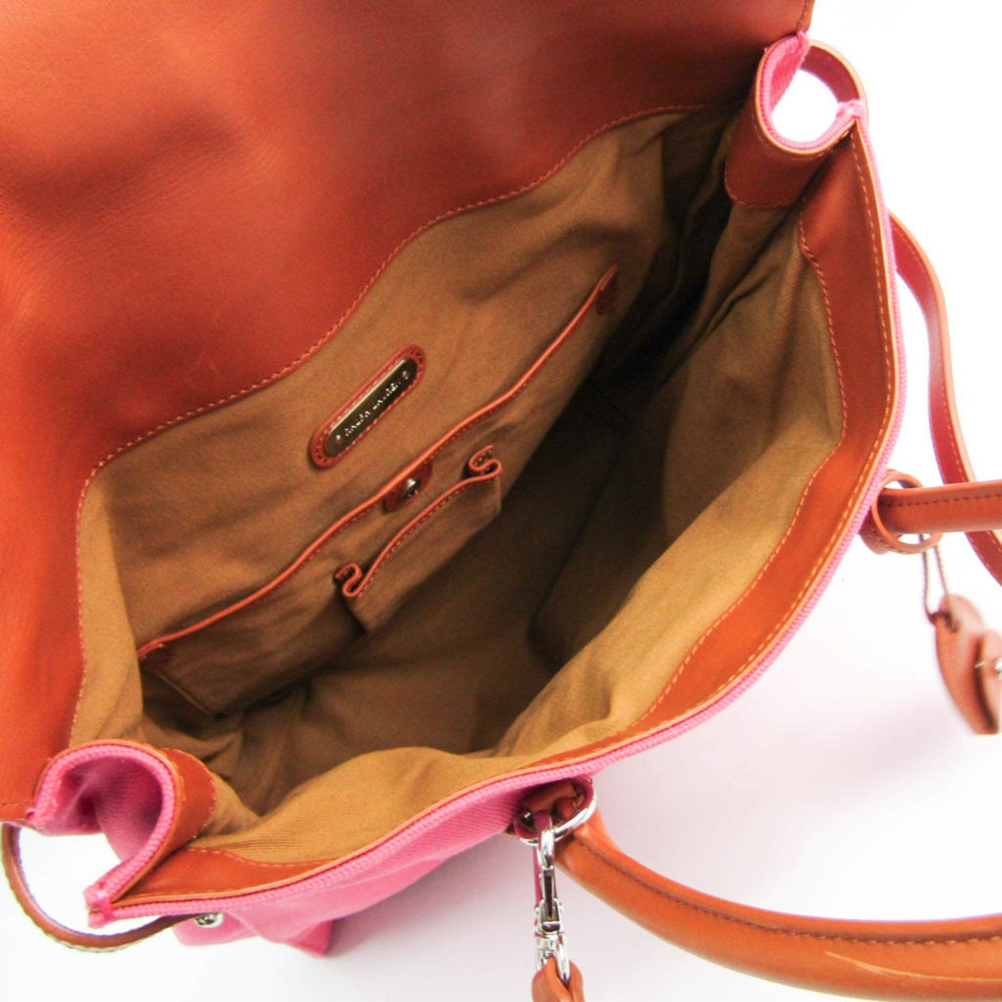 Ralph Lauren Ralph Lauren Ricky Women's Leather,Canvas Handbag,Shoulder Bag Brown,Pink Size ONE SIZE - 3 Thumbnail