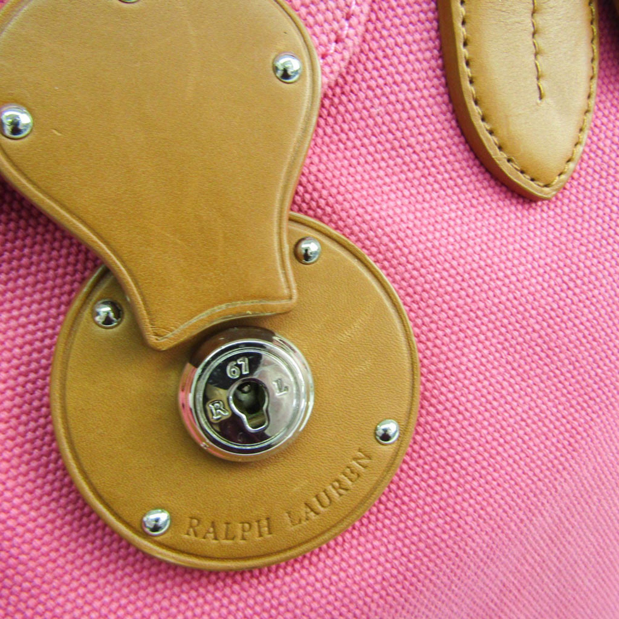 Ralph Lauren Ralph Lauren Ricky Women's Leather,Canvas Handbag,Shoulder Bag Brown,Pink Size ONE SIZE - 8 Thumbnail