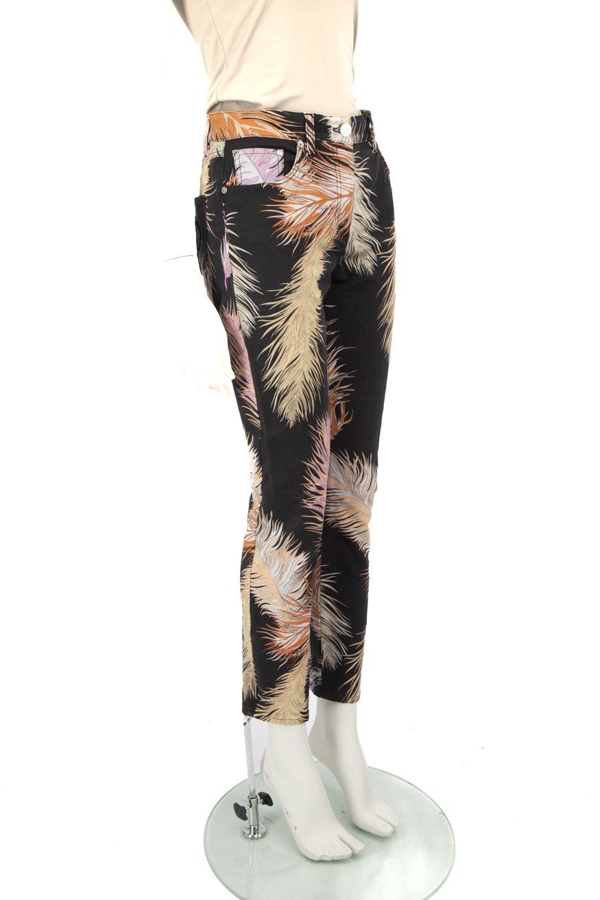Emilio Pucci Feather Print Skinny Jeans Size 30" / US 8 / IT 44 - 2 Thumbnail