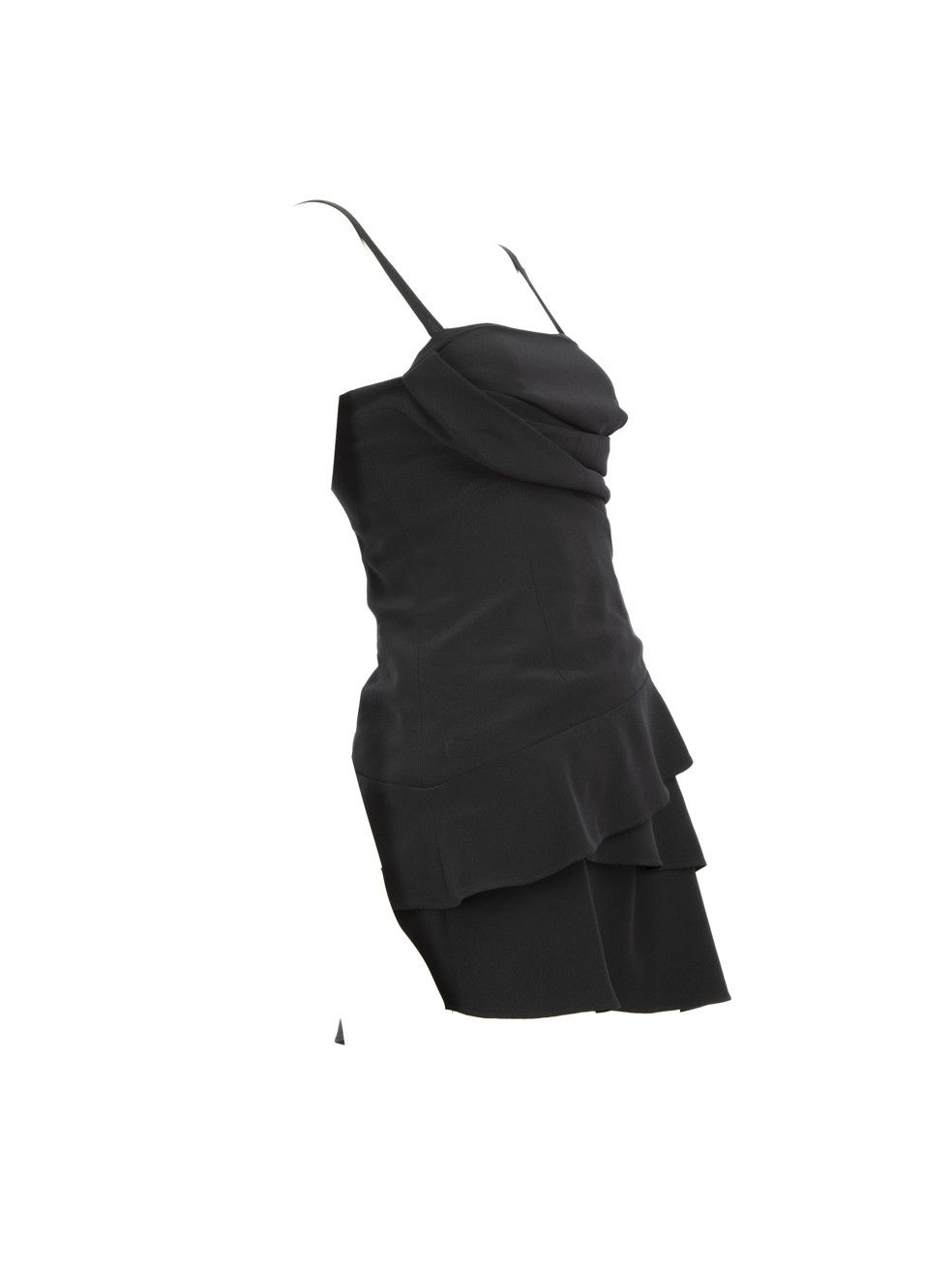 Pinko Black Ruffled Detail Mini Dress Size S / US 4 / IT 40 - 2 Thumbnail