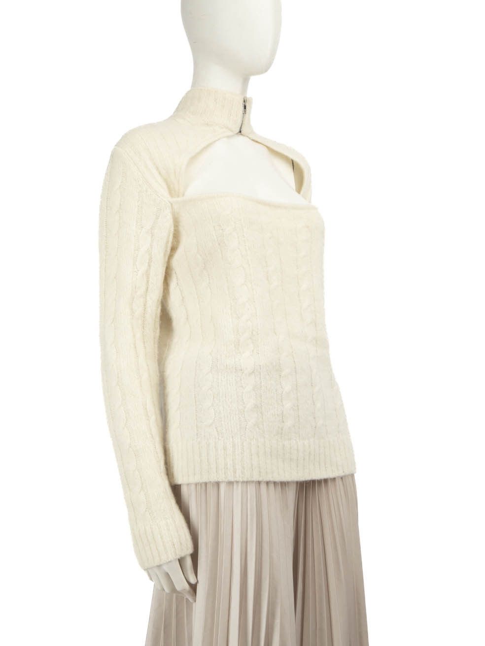 Ganni Ecru Wool Cut Out Knit Jumper Size L / US 10 / IT 46 - 2 Thumbnail