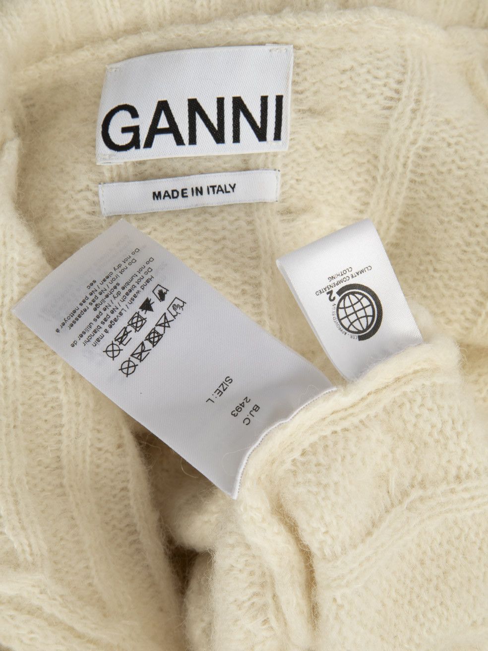 Ganni Ecru Wool Cut Out Knit Jumper Size L / US 10 / IT 46 - 9 Thumbnail
