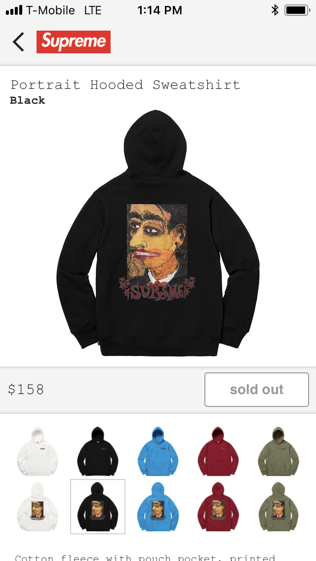 Supreme Portrait Hooded Sweatshirt Black