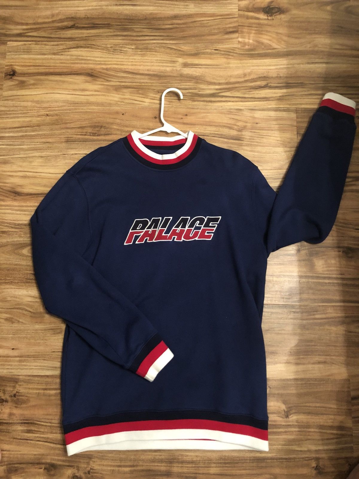 image of Palace Split Handle Crewneck Navy in Blue, Men's (Size Large)