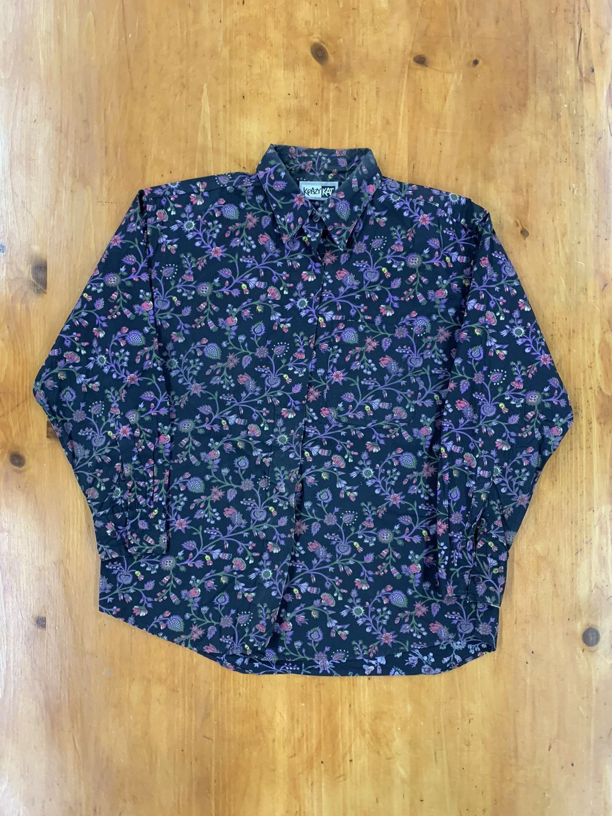 Vintage Vintage 1990s Krayz Kat Black Thistle Shirt Size US M / EU 48-50 / 2 - 2 Thumbnail