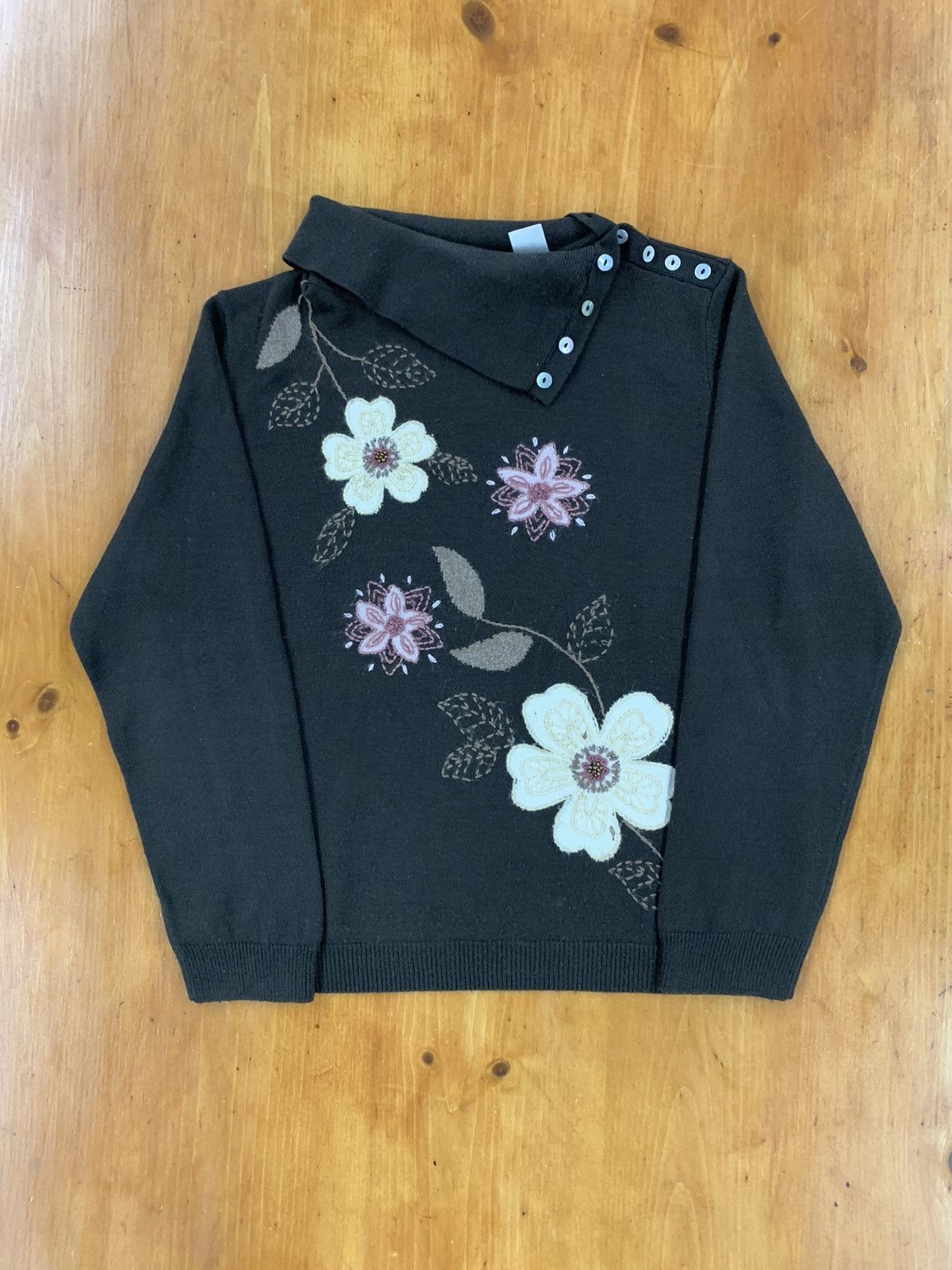 Vintage Vintage Floral Shawl Knit Sweater Size US S / EU 44-46 / 1 - 5 Thumbnail