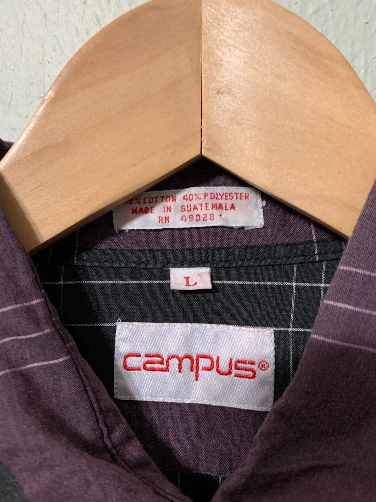 Vintage Vintage 1980s Eggplant Check Shirt Size US L / EU 52-54 / 3 - 3 Thumbnail